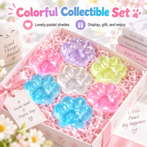 🐾 Cat Paw Squishy Toy – Glitter & Confetti Kawaii Fidget Squishies
