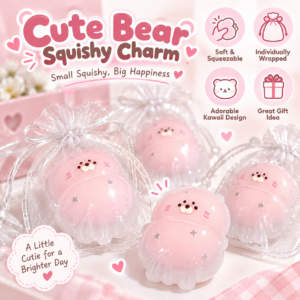 💕 Pink Blob Squishy Toy Figurine – Kawaii Squeeze Collectible