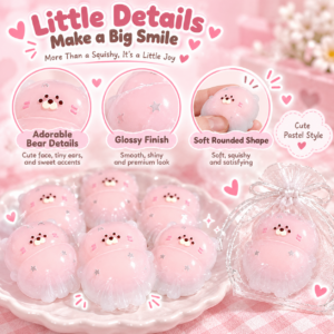 💕 Pink Blob Squishy Toy Figurine – Kawaii Squeeze Collectible