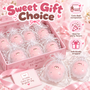 💕 Pink Blob Squishy Toy Figurine – Kawaii Squeeze Collectible