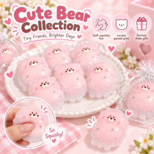 💕 Pink Blob Squishy Toy Figurine – Kawaii Squeeze Collectible