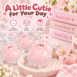 💕 Pink Blob Squishy Toy Figurine – Kawaii Squeeze Collectible