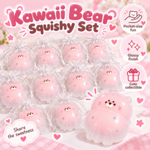 💕 Pink Blob Squishy Toy Figurine – Kawaii Squeeze Collectible