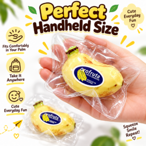 🍌 Yellow & Green Banana Fidget Squeeze Toys – Natural Fresh-Produce Style in Clear Clamshell