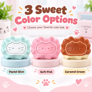 Cute Cat Face Squishy Toy Collection – Pastel Dessert-Inspired Sensory Squeeze Toys, Soft Stress Relief Fidget Toys in Mint, Pink & Brown