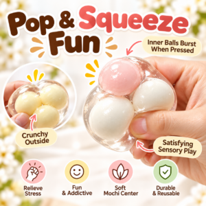 🌈🫧 Clear Shell Squishy Pastel Stress Balls – Candy Sphere Squeeze Toy