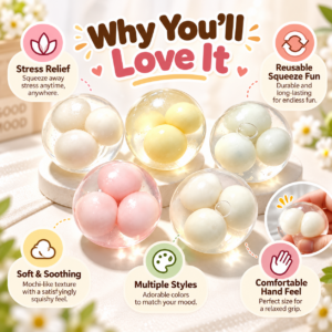 🌈🫧 Clear Shell Squishy Pastel Stress Balls – Candy Sphere Squeeze Toy