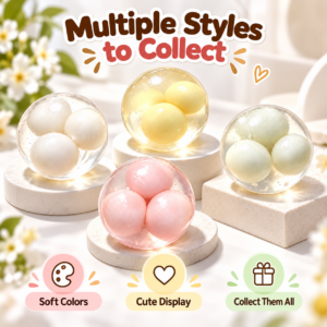 🌈🫧 Clear Shell Squishy Pastel Stress Balls – Candy Sphere Squeeze Toy