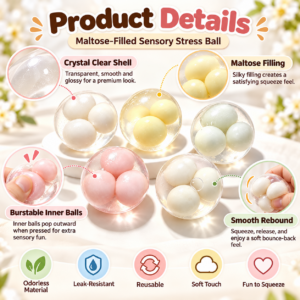 🌈🫧 Clear Shell Squishy Pastel Stress Balls – Candy Sphere Squeeze Toy