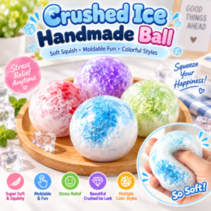 🧊🟣 Crushed Ice Handmade Squeeze Balls – 6cm Squishy Fidget Toy (Blue, Purple, Orange, Red & Green)