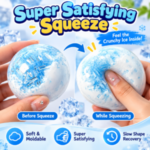 🧊🟣 Crushed Ice Handmade Squeeze Balls – 6cm Squishy Fidget Toy (Blue, Purple, Orange, Red & Green)