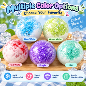 🧊🟣 Crushed Ice Handmade Squeeze Balls – 6cm Squishy Fidget Toy (Blue, Purple, Orange, Red & Green)