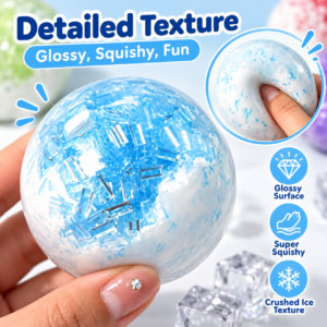 🧊🟣 Crushed Ice Handmade Squeeze Balls – 6cm Squishy Fidget Toy (Blue, Purple, Orange, Red & Green)