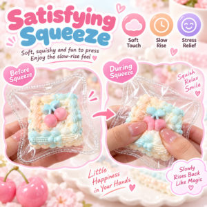 🍰🧁 Pastel Blue & Pink Mini Cake Squishy – Kawaii Dessert Fidget Toy