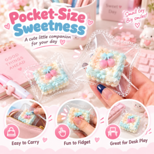 🍰🧁 Pastel Blue & Pink Mini Cake Squishy – Kawaii Dessert Fidget Toy