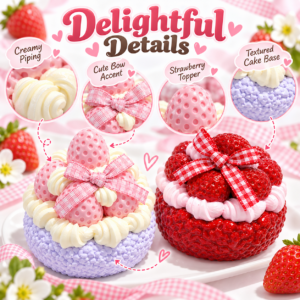 🍰🎀 Pastel Strawberry Mini Cake Decorative Collectible – Wholesale