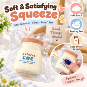 🧃🤍 Lactic Acid Bacteria Drink Squeeze Toy – White & Peach Fidget Bottle