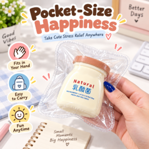 🧃🤍 Lactic Acid Bacteria Drink Squeeze Toy – White & Peach Fidget Bottle