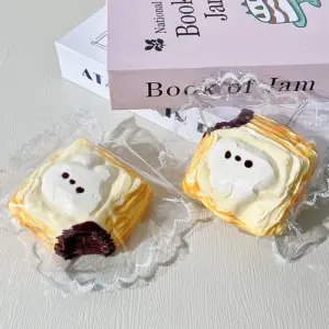 Rabbit pastry squishy with chocolate piece on one side