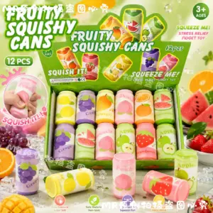 🍓🥤 Fruit-Themed Squishy Toy Cans – Kawaii Beverage Can Squishies