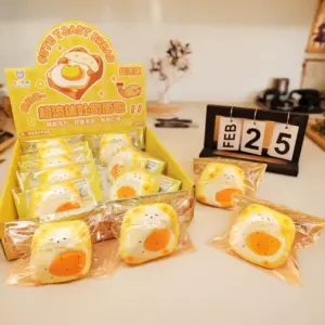 🍞🍳 Toast Bread-Shaped Squishy Toy – Kawaii Fried Egg Squeeze Toy