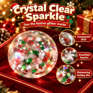 🎄❄️ Christmas Glitter Snowflake Squishy Ball Assortment – Transparent, Blue & Green Sphere Fidget Toys