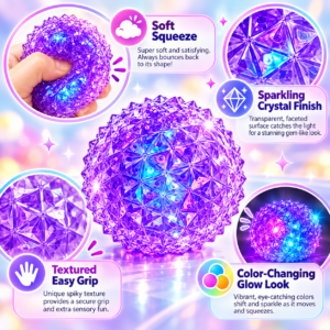 🌈 Spiky Orb Squishy Toy – Colorful Faceted Assortment with Matching Retail Boxes ✨