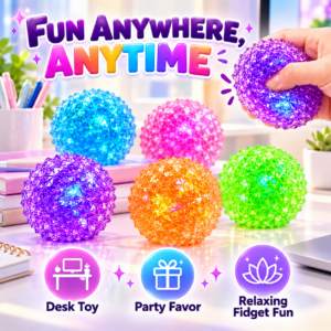 🌈 Spiky Orb Squishy Toy – Colorful Faceted Assortment with Matching Retail Boxes ✨