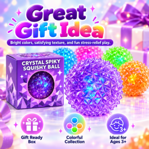 🌈 Spiky Orb Squishy Toy – Colorful Faceted Assortment with Matching Retail Boxes ✨