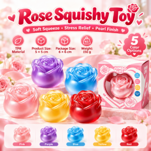 🌹 Rose-Shaped Squishy Toy – 3D Floral Squeeze Fidget for Gifts & Party Favors