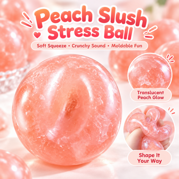 🍑 Squishy Peach Ice Sand Ball – Translucent Jelly-Like Fidget Toy for Sensory Play