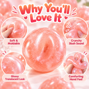 🍑 Squishy Peach Ice Sand Ball – Translucent Jelly-Like Fidget Toy for Sensory Play