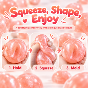 🍑 Squishy Peach Ice Sand Ball – Translucent Jelly-Like Fidget Toy for Sensory Play