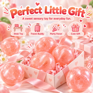 🍑 Squishy Peach Ice Sand Ball – Translucent Jelly-Like Fidget Toy for Sensory Play