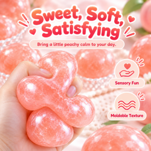 🍑 Squishy Peach Ice Sand Ball – Translucent Jelly-Like Fidget Toy for Sensory Play