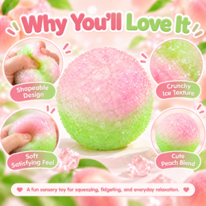 🍓🍏 Two-Color Fruit/Dessert Squishy Ball – Bead-Textured Pastel Squeeze Toy
