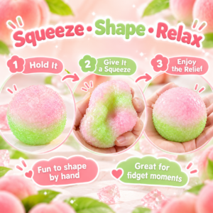 🍓🍏 Two-Color Fruit/Dessert Squishy Ball – Bead-Textured Pastel Squeeze Toy