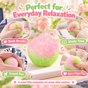 🍓🍏 Two-Color Fruit/Dessert Squishy Ball – Bead-Textured Pastel Squeeze Toy