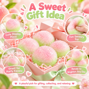 🍓🍏 Two-Color Fruit/Dessert Squishy Ball – Bead-Textured Pastel Squeeze Toy