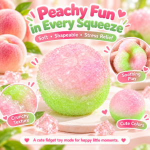🍓🍏 Two-Color Fruit/Dessert Squishy Ball – Bead-Textured Pastel Squeeze Toy