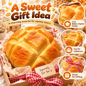 🍍🥯 Pineapple Bun Squishy Toy – Food-Themed Fidget & Display Collectible