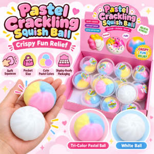 🍩🐰 Colorful Food-Themed Squishy Ball Display – Dessert & Animal Novelty Squishy Assortment