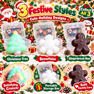 🎄🧸 Christmas Squishy Trio: Tree, Snowman & Gingerbread Man