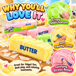 🍞 Butter Stick Squishy Toy – Kawaii Food-Themed Fidget for Wholesale