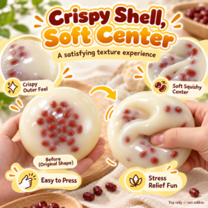 🍡 Red Bean Rice Cake Squishy Ball – Dessert-Themed Fidget Toy