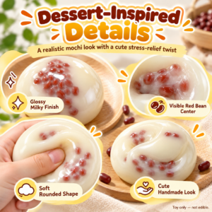 🍡 Red Bean Rice Cake Squishy Ball – Dessert-Themed Fidget Toy