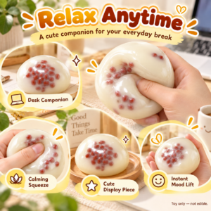 🍡 Red Bean Rice Cake Squishy Ball – Dessert-Themed Fidget Toy