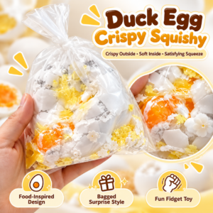 🥚✨ Round White Crinkle Bag Squishy Fidget Ball – Handheld Photo Prop & Collectible