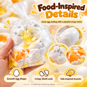 🥚✨ Round White Crinkle Bag Squishy Fidget Ball – Handheld Photo Prop & Collectible