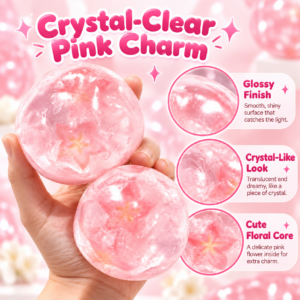 🌸 Pastel Pink Handmade Ball – Translucent Swirl Fidget Toy 🎀
